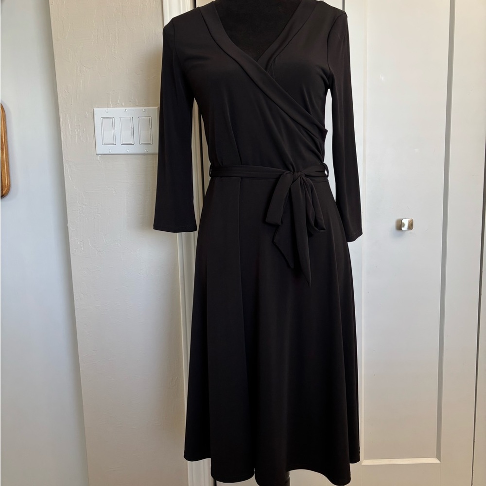 Black Faux Wrap Dress